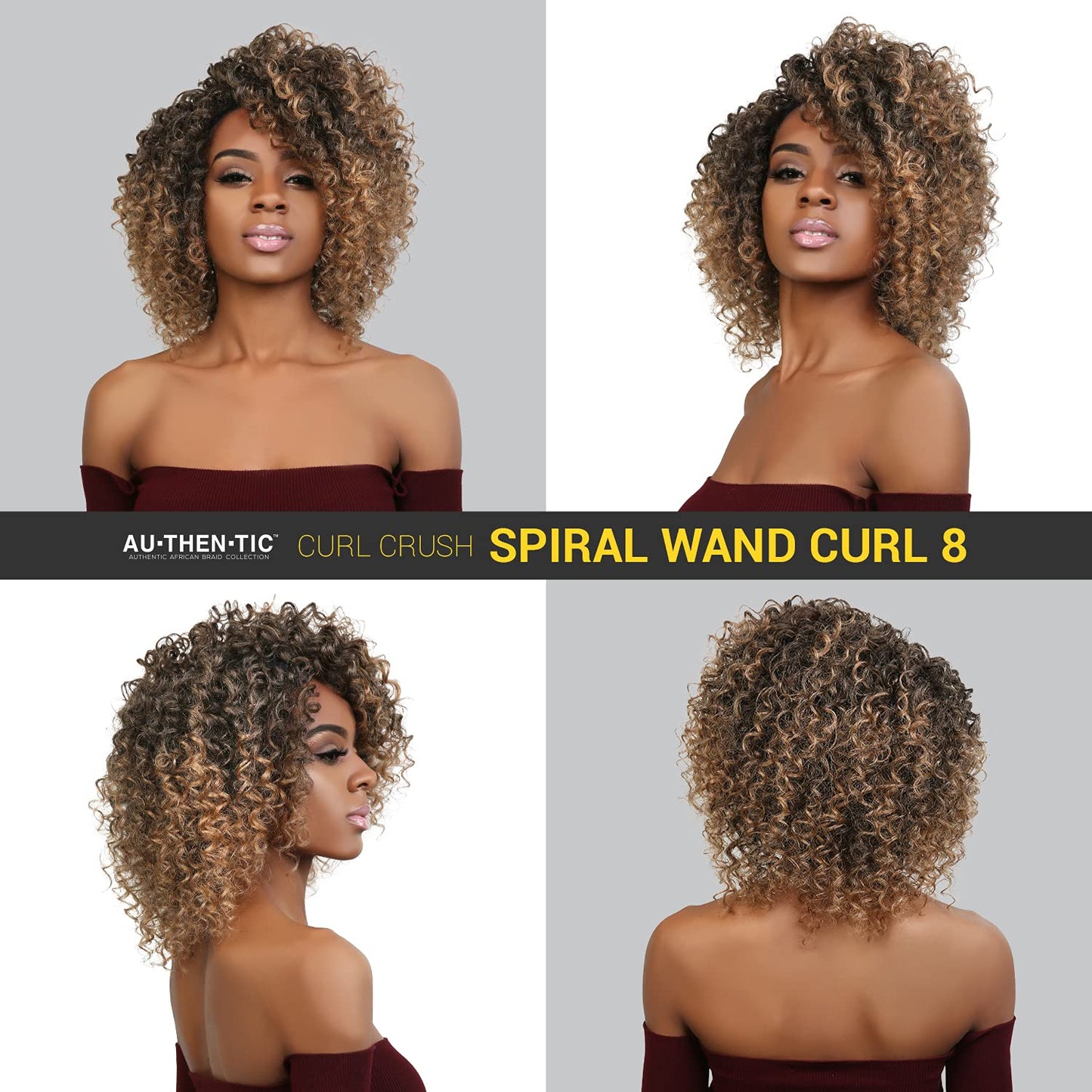 6 Bundle (3 Pack) 8 Inch AU-THEN-TIC 2X Spiral Wand Curl Crochet Braids Jamaican Bounce Curly for Black Women Syntheric Hair Extensions FreeKalon Fiber (3-Pack, T1B/30-tipped Off Black & LightAuburn)