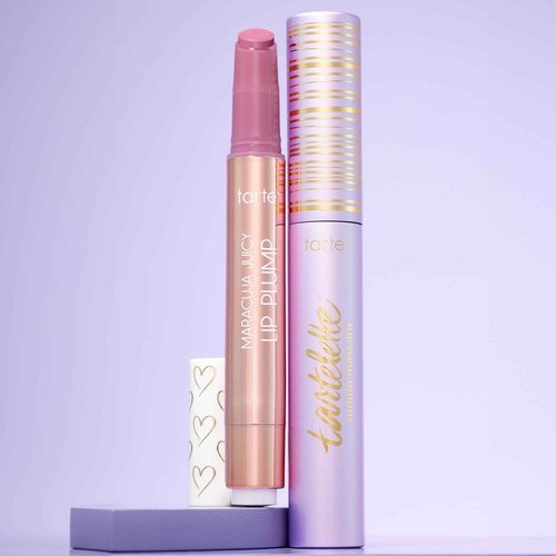 tarte power couple lip & lash duo - Lash Extensions in a Tube for Volume, Length, Longwear & Easy to Remove with Hydrating & Nourishing Lip Gloss Balm, Vegan & Cruelty-Free