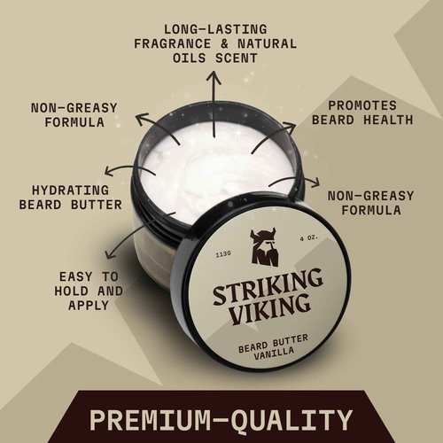 Striking Viking Pack of 2 Beard Oil (2oz) & Beard Butter (4oz) Vanilla Scent