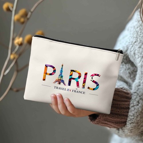 Rone168 Paris Travel Gifts for Women Makeup Bag, Girl Travel Organizer Bag. 10x7 Inches