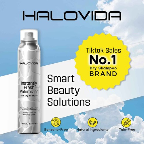 HALOVIDA Dry Shampoo for Women, Dry Scalp Shampoo Spray for Dark Hair Leaves No White Residue, Absorb Oils, Volumizing & Refresh Hair for 72 Hours, 5.07 Fl Oz((Pack of 2)