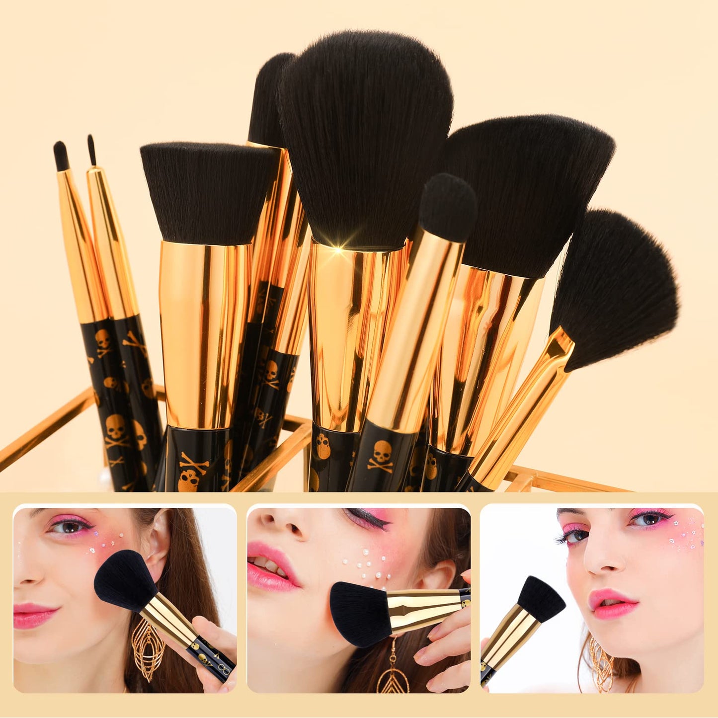 Docolor Makeup Brush Set Professional 12Pcs Goth Makeup Brushes Premium Synthetic Powder Foundation Contour Blush Concealer Eye Shadow Blending Liner Make Up Brush Kit