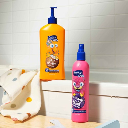 Suave Kids 3-in-1 Tear Free, Body Wash, Shampoo and Conditioners, Dermatologist Tested, Coconut Splash, 18 Oz Pack of 6