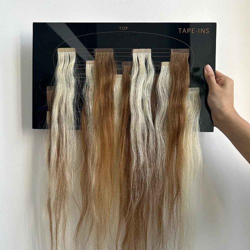 GlamorDove Tape In Placement Board Kit with Double Sided Tapes Acrylic Hair Extension Holder Head Chart for Tape In Extensions Hair Extension Organizer
