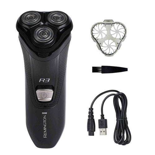 Remington R3 Style Series Rotary Shaver for Men, Flexing Technology and Sensitive Skin Comfort, Rechargeable Wet or Dry Electric Razor with Pop Up Trimmer and Stubble Attachment