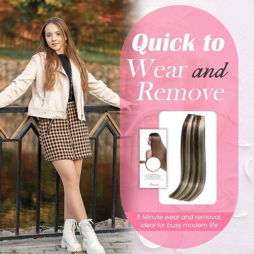 Aison Clip In Extensions Real Human Hair Balayage 70G Medium Brown to Blonde 100% Remy Human Hair Straight for Women 7pcs 16clips (15 Inch #4P613)