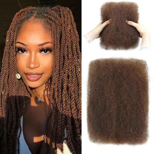 Afro Kinkys Bulk Human Hair for Dreadlocks Extensions and Locs Repair 1 Pack 50 Gram Afro Kinky Curly Human Hair Bulk for Twist (4#, 14 Inch)