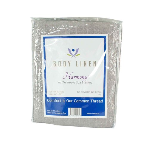 Body Linen Waffle Weave Massage Table Blankets - Soft and Stylish 50/50 Polyester-Cotton Blend - 66 by 90 inches -Available in White, Natural and Gray - 1 Pack Gray