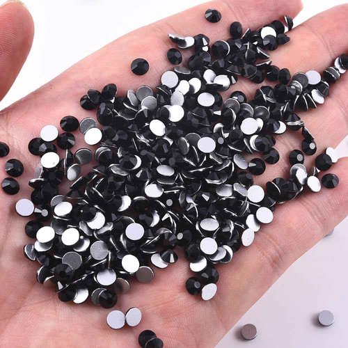 Blinginbox Flatback Rhinestones Bulk,14400pcs Crystal Round Loose Gemstones Glass Rhinestones for Crafts Makeup Nail Art Clothes Shoes DIY Decorations(SS16,3.8-4.0mm,Black)