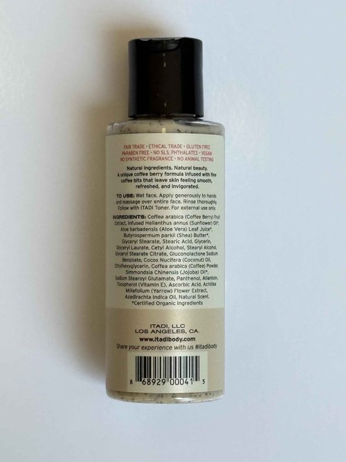 ITADI Organic Daily Gentle Face Exfoliator Wash | Coffee Berry Infused Face Scrub Exfoliator | Best for Women & Men | 4oz