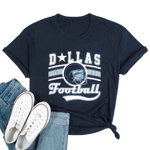 Vintage Football Shirt for Women Game Day Tshirt Sunday Funday Shirt Casual Football Season Short Sleeve Tops Dark Blue