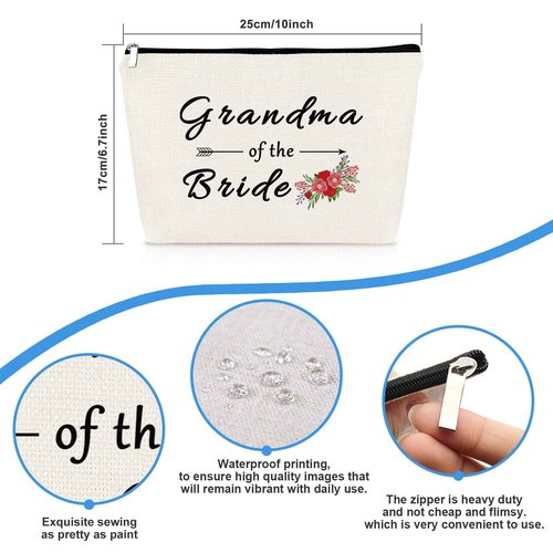 Grandma of the Bride Makeup Bag Gifts Grandmother of the Bride Gift Wedding Party Bridal Shower Engagement Birthday Gift for Grandma of the Bride Grandmother Gift from Granddaughter Cosmetic Bag Pouch