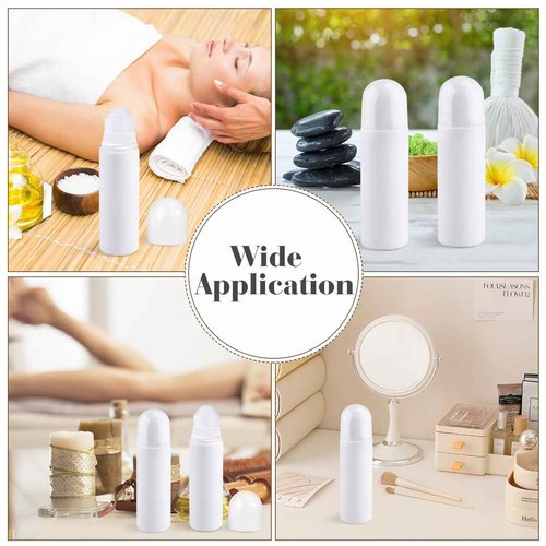 Mirrline 10 Pcs 100ml/3.38oz Roll On Bottles White Plastic Roller Bottle Refillable Deodorant Containers with Roller Balls for Essential Oil Perfume Balms