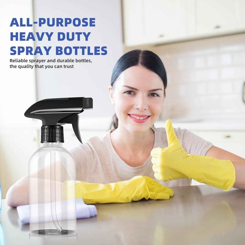 DODHEG 2 Pack Plastic Spray Bottles Clear Empty Spray Bottle for Essential Oils Cleaning Products, Plants, Pet, Hair 10 Ounce