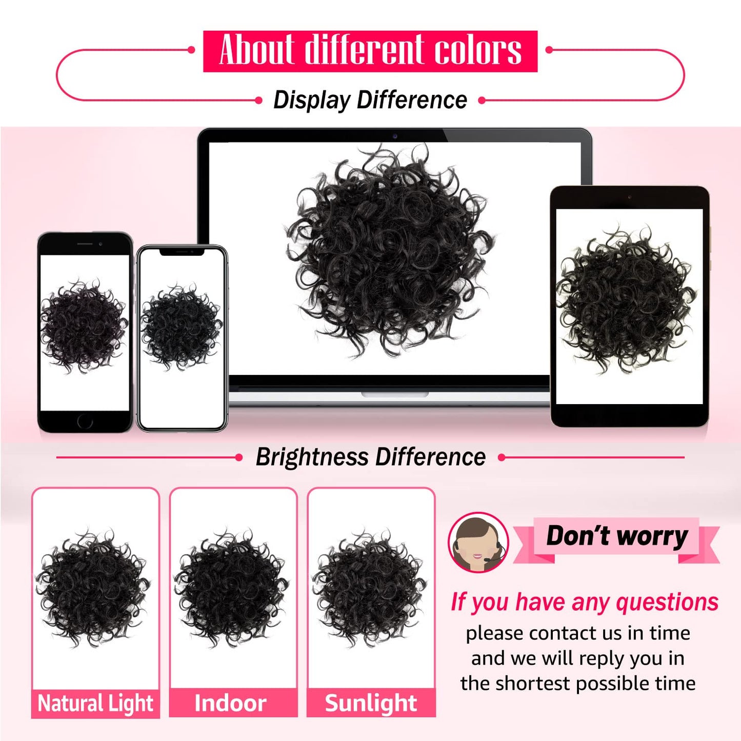 Adancyler Messy Bun Hair Piece for Women Curly Lightweight Fluffy Hair Bun Large Curly hair Drawstring Ponytail Extensions Short Synthetic Hairpieces Pony Tails Hair Extensions(Black)