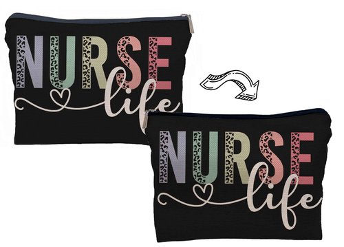 Lacosu Nurse Life Nursing Leopard Makeup Bag Make Up Cosmetic Bag Small Zipper Pouch,Nurse Appreciation Week Graduate Gift,Nursing Gift