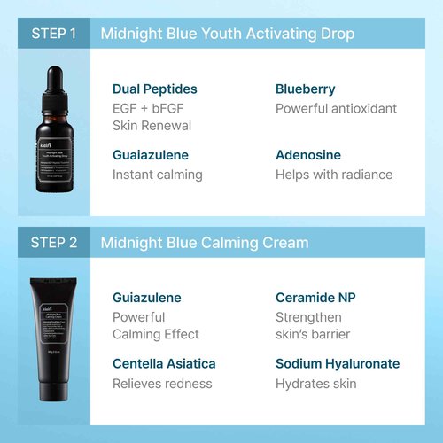 [DearKlairs] Midnight Blue Drop + Calming Cream Set, Light Texture, Sensitive Skin Friendly