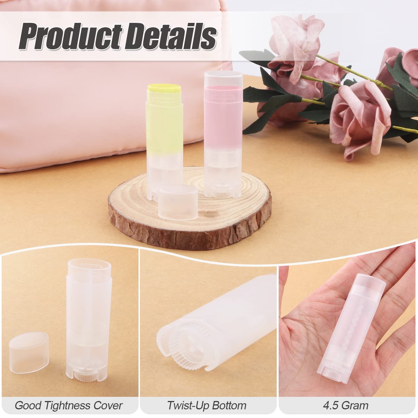 40 PCS 4.5g Oval Lip Balm Tubes Plastic Twist-up Filling Stick Refillable Lipstick Tube Containers for Chapstick Homemade Lip Balm DIY Deodorants Crayon (Clear)