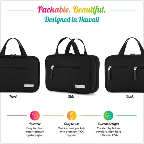 Eco Sun Hanging Travel Toiletry Bag — Designed in Hawaii — Water-resistant Travel Organizer for Bathroom Accessories