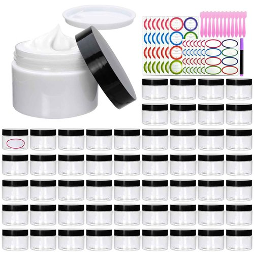 54 Pack 4oz Plastic Containers with Lids, Jars with Lids, Great for storing,lip balms, creams, ointments, cosmetics, samples