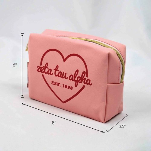 Sorority Shop Theta Phi Alpha Makeup Bag - Multi-Purpose PU Leather, Water-Resistant Makeup travel bag with Licensed Design and Zipper Closure, Perfect Theta Phi Alpha Sorority Gifts for Women