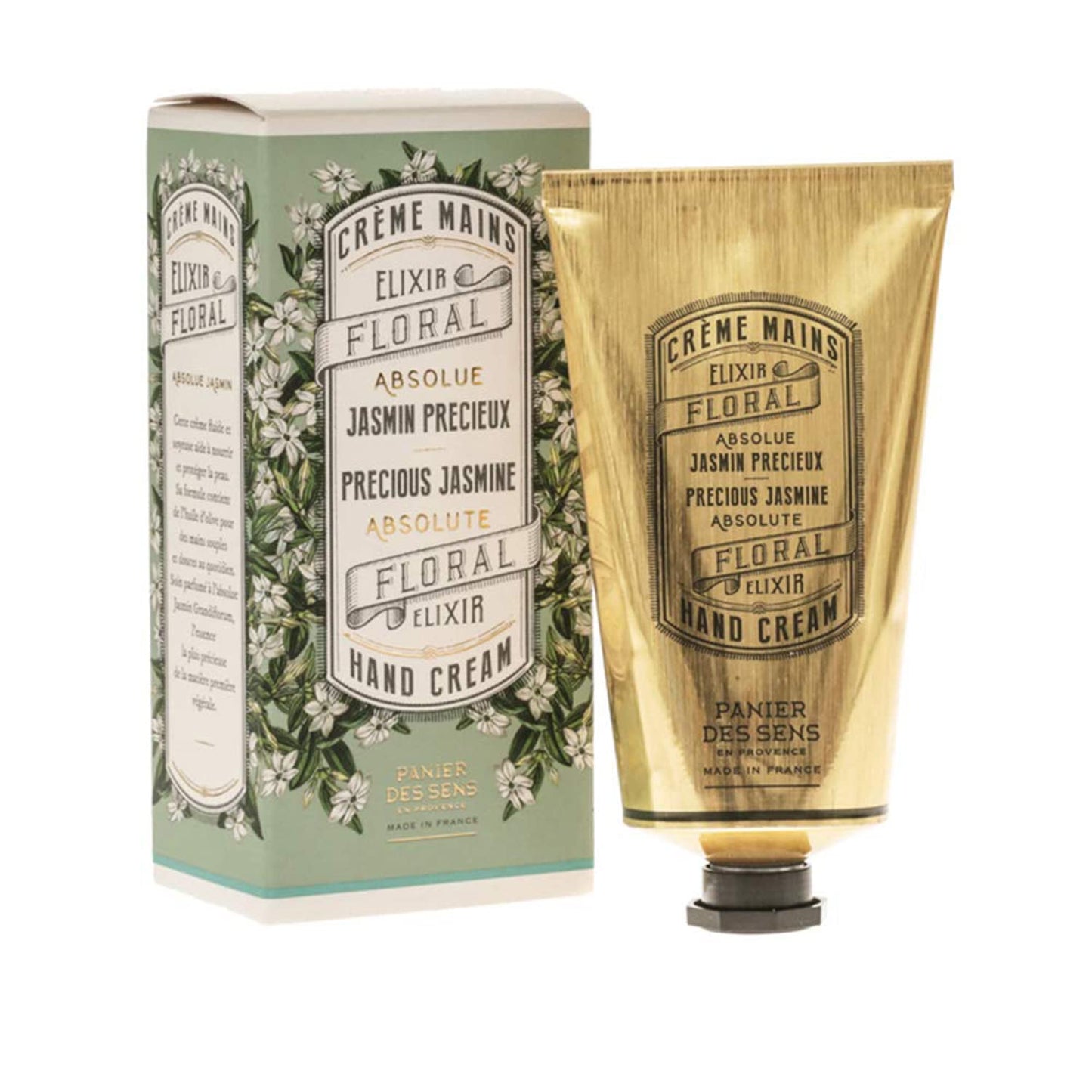 Panier des Sens - Hand Cream for Dry Cracked Hands and Skin – Jasmine Hand Lotion, Moisturizer, Mask - With Olive and Almond Oil - Hand Care Made in France 97% Natural Ingredients - 2.5floz