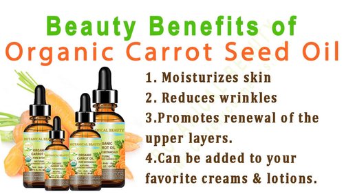 Botanical Beauty Organic CARROT SEED OIL 100% Pure VIRGIN UNREFINED Undiluted Cold Pressed Carrier Oil for Face, Skin, Body, Hair, Lip, Nails. Rich in Beta Carotene, Vitamin E (2 Fl Oz)