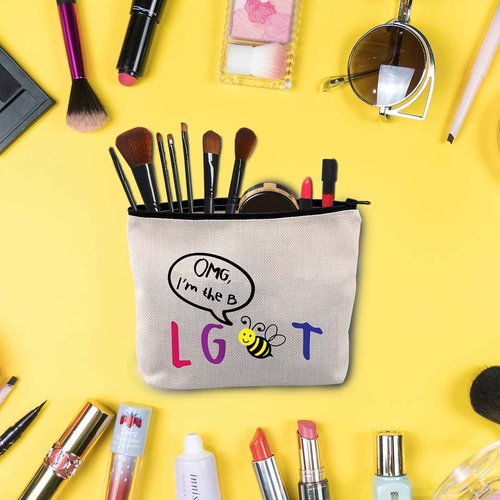 BLUPARK Funny LGBT Gift Gay Pride Bee Makeup Bag OMG I'm The LGBT Cosmetic Bag (I'M THE B)