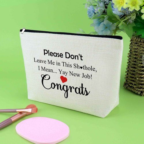 Funny Gifts for Coworker Leaving New Job Makeup Bag Farewell Gifts for Coworkers Congratulation Cosmetic Bag for Employee Colleague Leaving Presents Going Away Presents for Friends Cosmetic Pouch