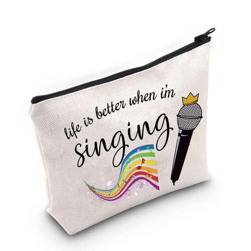 LEVLO Singing Cosmetic Make Up Bag Music Lover Gift Life Is Better When I'm Singing Makeup Zipper Pouch Bag (When I'm Singing)