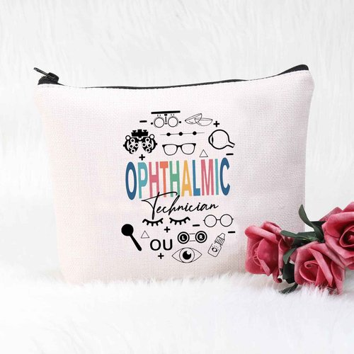 POFULL Funny Ophthalmic Technician Cosmetic Bag Ophthalmologist Gift Eye Doctor Gift (Ophthalmic Technician Bag)