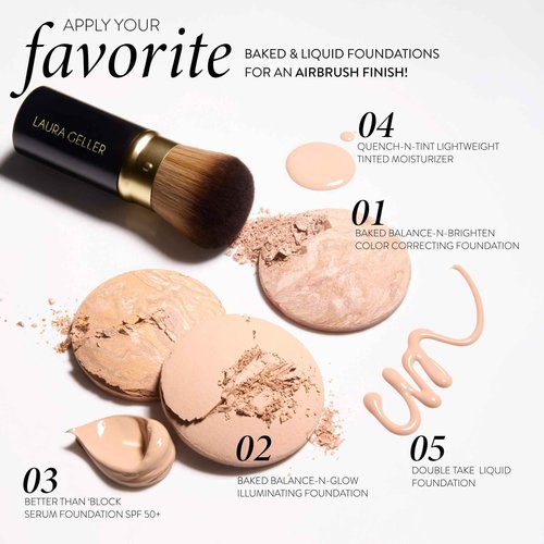 LAURA GELLER Baked Balance-N-Glow Illuminating Color Correcting Foundation - Light - Retractable Airbrush Kabuki Brush (2 PC)