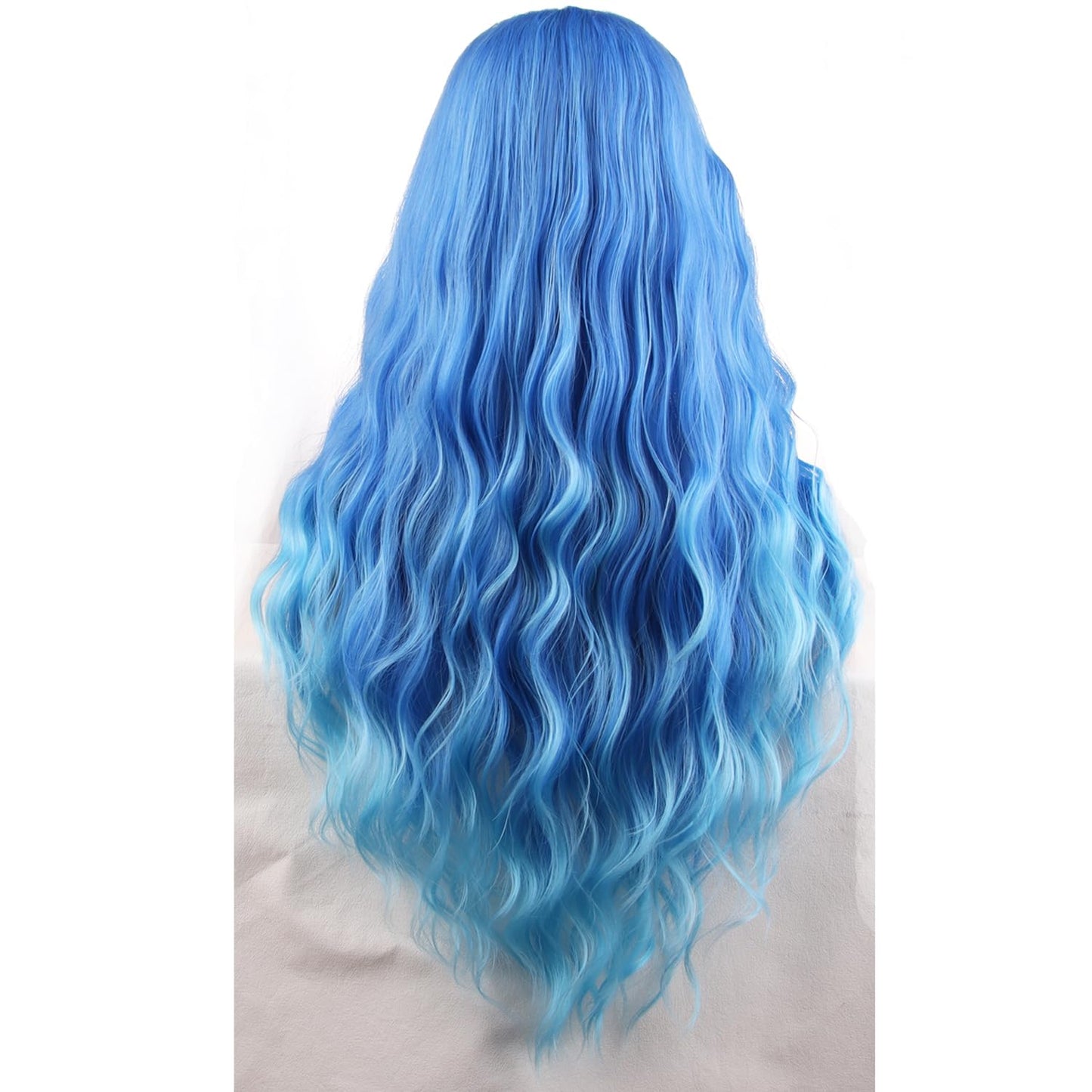 MAGQOO Blue Wig for Women Blue Ombre Wig Long Curly Wavy Light Blue Wigs Middle Part Heat Resistant Hight Density Synthetic Wigs (Blue Ombre)