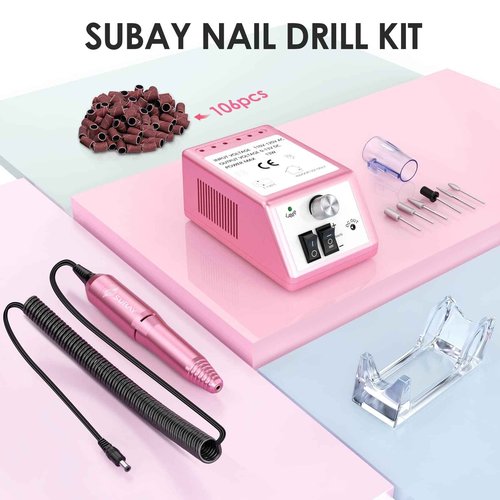 SUBAY Professional Finger Toe Nail Care Electric Nail Drill Machine with 200 Pcs Nail Swatch Sticks