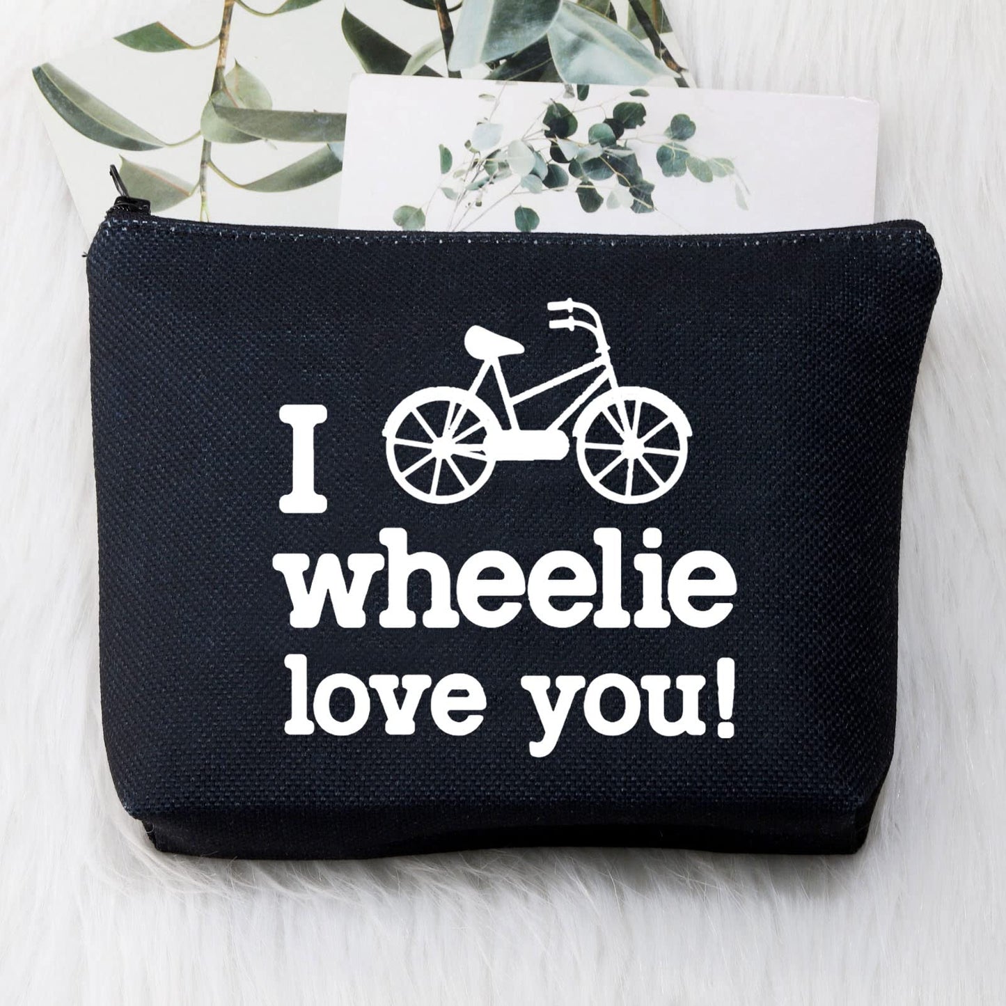 BDPWSS Cycling Gift Cyclist Gift Mountain Bike Lover Makeup Bag Bicyclists Gift For Biker Rider Gift Drive Safe Gift Bag (I wheelie love you bl)