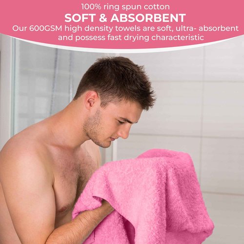 QUBA LINEN 100% Cotton Bath Towel Set – Soft, Absorbent Towels for Bathroom, Spa & Gym Use – Durable, Reusable & Machine Washable Bath Towels - Multi-Color, 27 x 54 Inches, Pack of 6