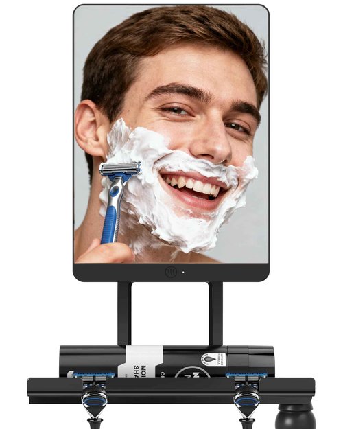 Heated Shower Mirror Fogless for Shaving，Fog Free Shaving Mirror for Shower with Razor Holder for Men，5000mAh Long-Lasting Shaving Mirror for Shower Fogless，360°Roating Anti Fog Shower Mirror(Black)