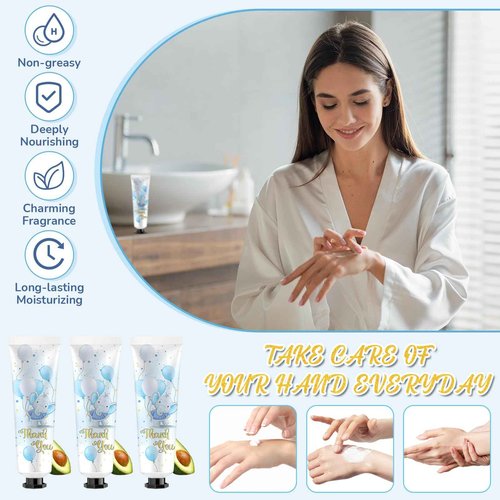 Swiffen 24 Sets Baby Shower Hand Cream Bulk Blue Elephant Shower Favors Bridal Thank You Appreciation Hand Cream for Guests Travel Size Lotion with Organza Bags