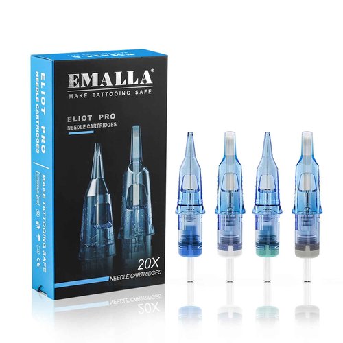 Emalla Tattoo Cartridge Needles - 20Pcs ELIOT Pro Tattoo Needles Round Liner 1207RLL Standard Tattoo Cartridges 0.35mm for Machine Artists Tattoo Supplies