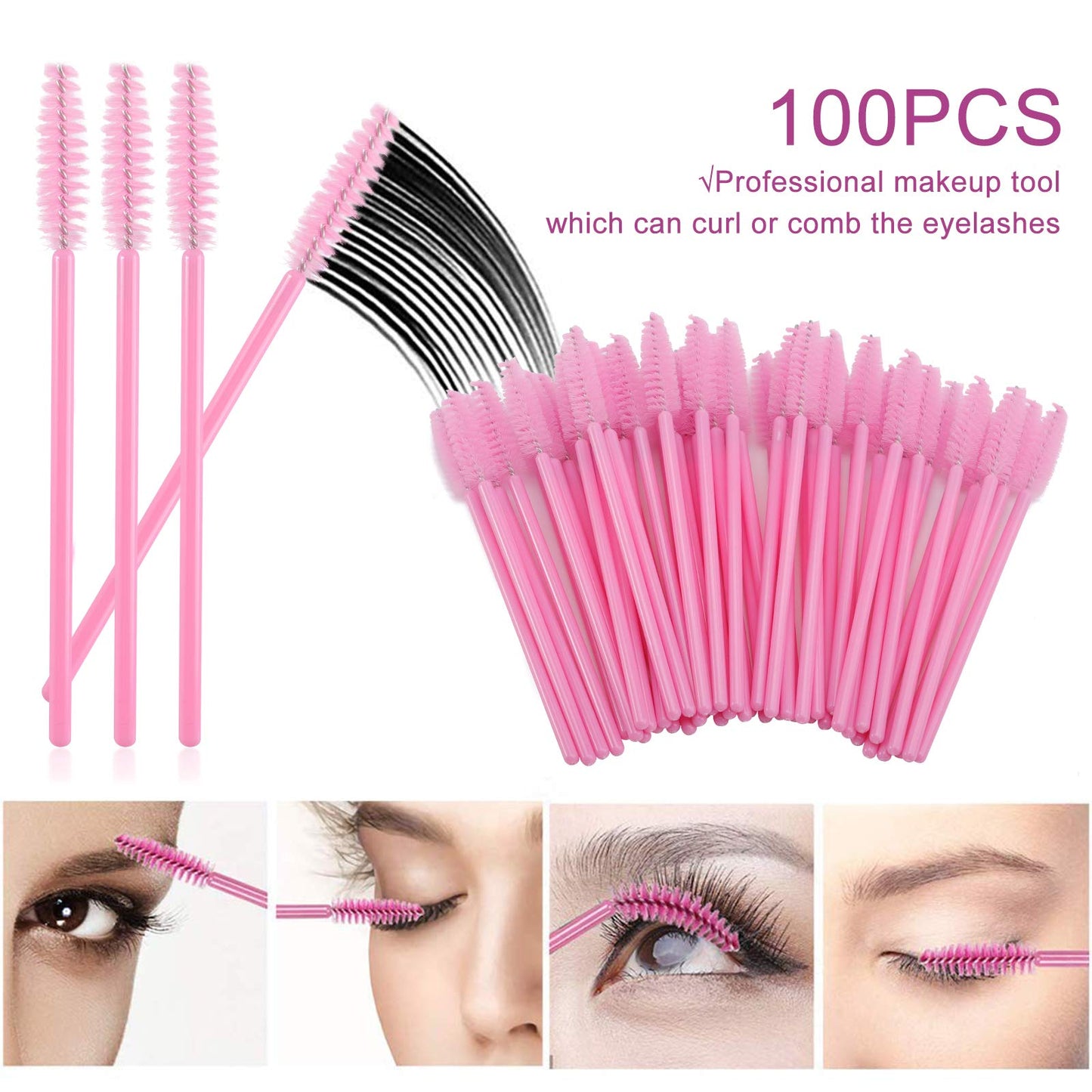 Pretty memory Eyelash Extension Kit,100 Glue Ring Holder | 100 Disposable Mascara Brushes Wands | 100 Pairs Under Eye Gel Pads | 2 Medical Tapes | 2 Tweezers| 1 Lash Mirror - Lash Extension Supplies