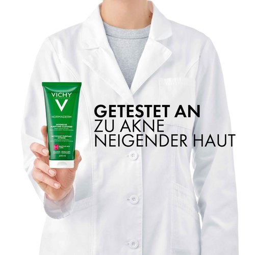 VICHY Normaderm Daily Acne Face Wash, 0.5% Salicylic Acid Cleanser, Gel Cleanser For Oily Skin, Removes Excess Oil, Dirt & Clogged Pores, Oil Free Acne Wash, Soap & Sulfate Free, Non-Drying