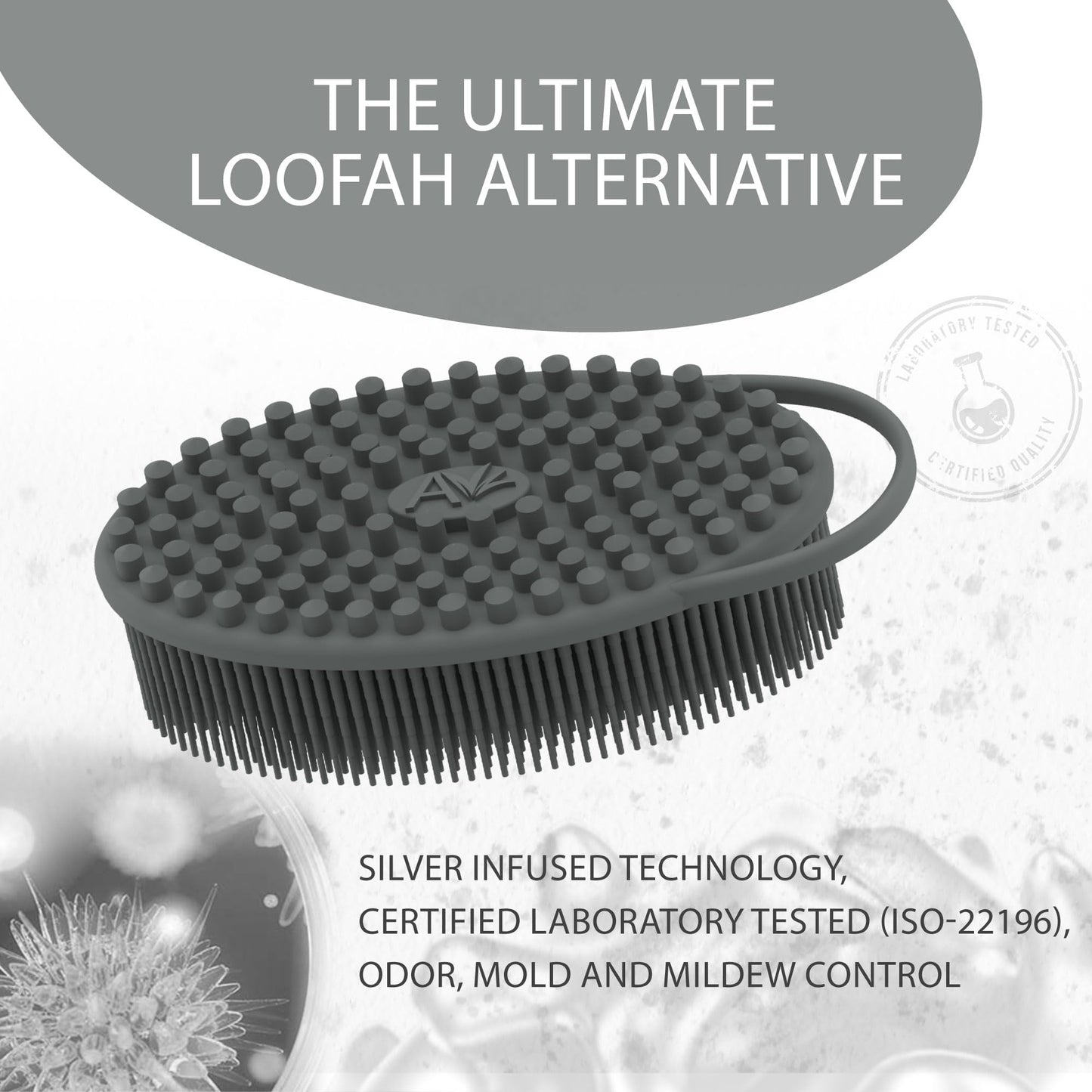 Avilana Silver-Infused Silicone Body Scrubber – Dual-Sided Cleanser & Massager – Hygienic, Long-Lasting, and Gentle for Full-Body Cleansing