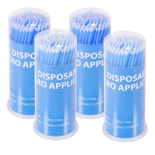 Annhua 400 PCS Disposable Micro Applicator Dental Brush Bendable, Application Micro Swabs for Eyelash Extensions, Personal Care, Cleaning and Painting - Regular Tips|Blue