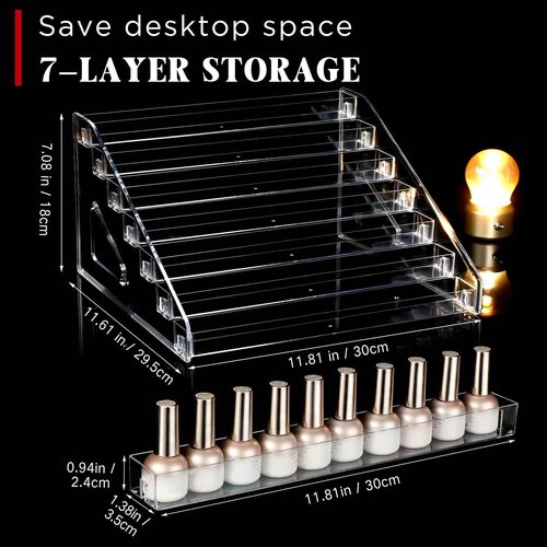 Jetec 4 Pcs 7 Tiers Style Acrylic Card Display Stand Sunglasses Organizer Nail Polish Holder Versatile Display for Trading Cards Greeting Card Stand Essential Oils Cosmetic Eyewear Rack