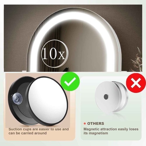 Gvnkvn Lighted Makeup Mirror, Hollywood Vanity Mirror with Lights, Three Color Lighting Modes, LED Mirror, Smart Touch Control, 360°Rotation (15.2in. Curved)
