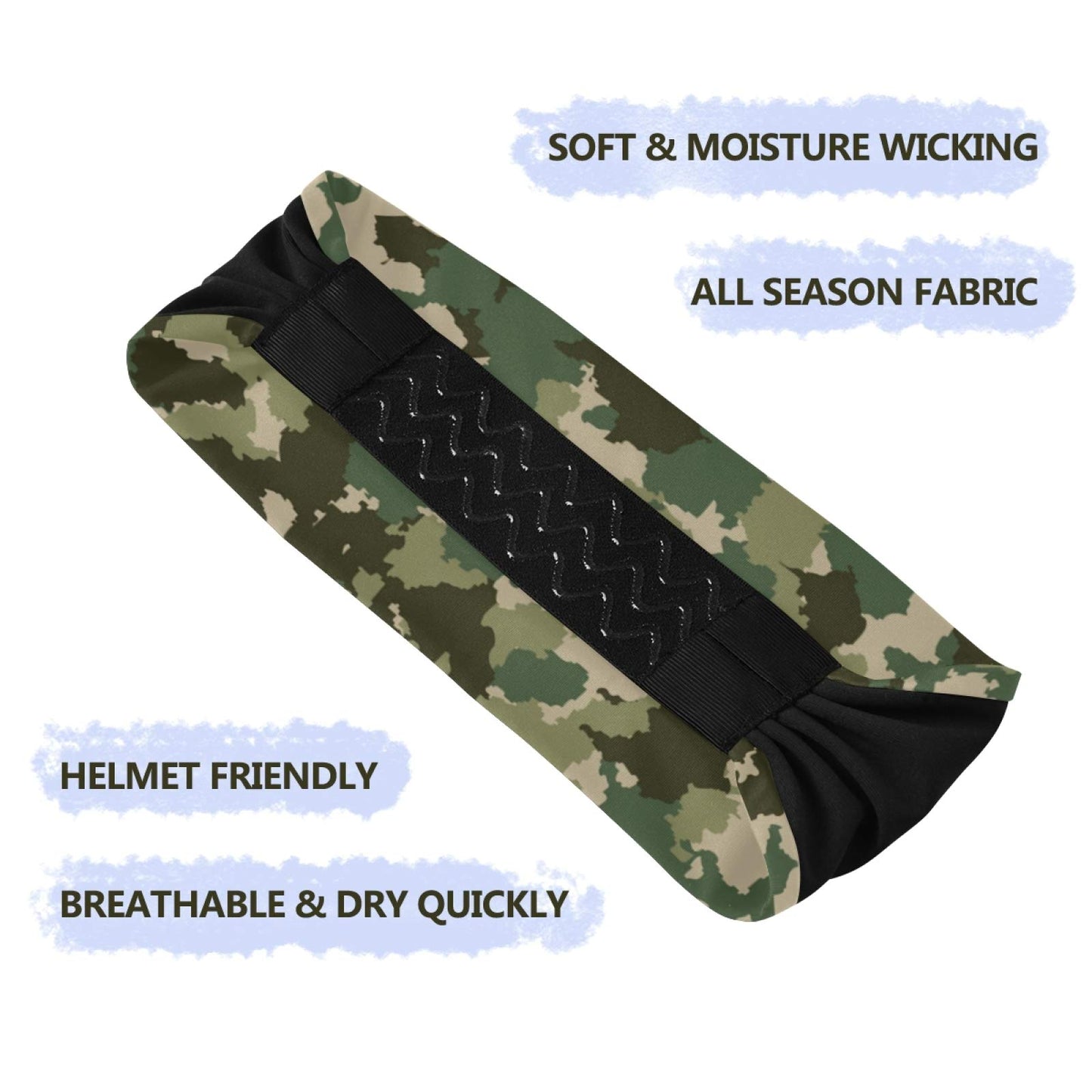 Sports Headbands for Women, Camouflage Breathable Hair Bands, Elastic Headbands, Quick Dry Head Bands