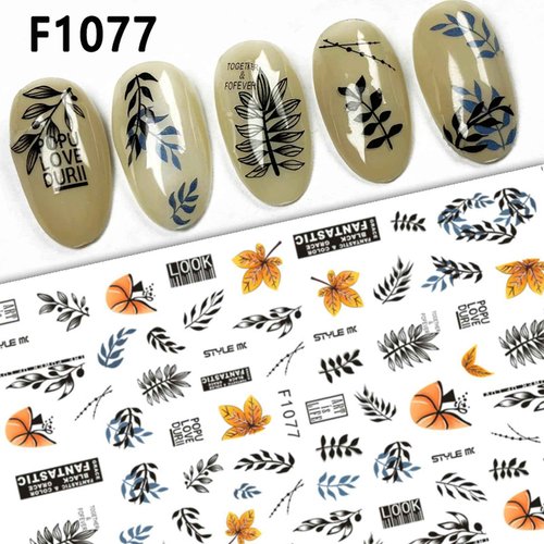 Fall Maple Leaf Nail Stickers - 3D Self-Adhesive Autumn Nail Art Decals with Squirrel & Pumpkin Designs, Thanksgiving/Halloween Nail Supplies for Women Girls, 4PCS DIY Manicure Stickers
