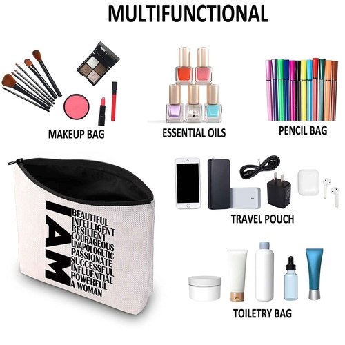 G2TUP Woman-Power Gift Feminist Gift Women Empowerment Gift I Am A Woman Cosmetic Bag And Travel Make Up Pouch With Zipper Motivational Inspiring Gift