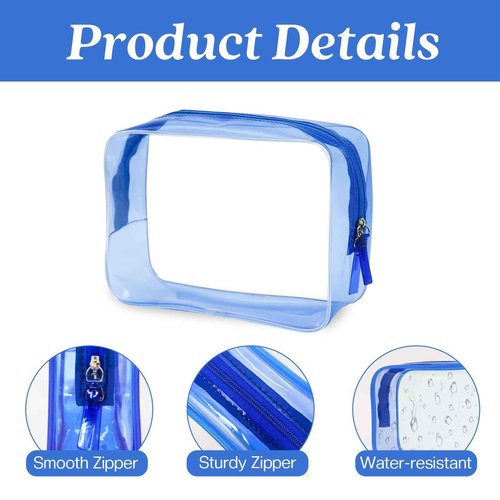 2 Pcs Clear Large Cosmetic Bag 12x5x8 inch Travel Pouch with Handle PVC Material Pouch Waterproof Travel