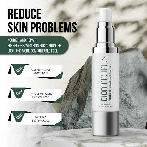 Dion Michaels 2-in-1 Aftershave Balm and Face Moisturizer for Men - Soothing Post Shave Cream & Moisturizer with Aloe, Argan Oil, Oats, Shea Butter - After Shave Balm for Men - Mens Aftershave, 1oz